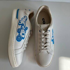 Coach Low-Top Sneakers – White/Blue Graphic – Size US 7.5D (EU 40.5)
